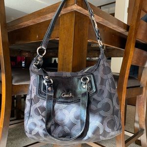 COACH Ashley satchel black, Op Art dotted logo